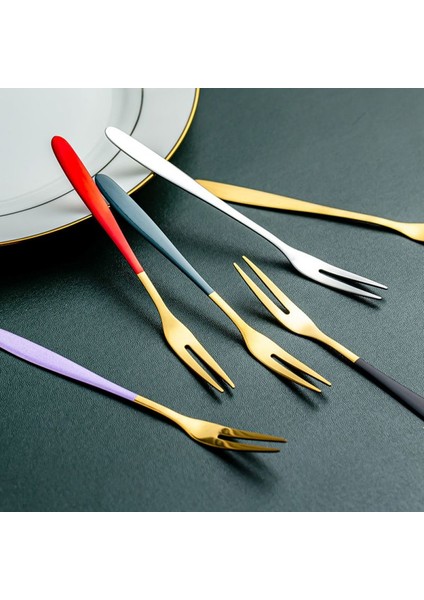 B Tarzı 5 Parça Meyve Çatalı Çatal Seti Lüks Paslanmaz Çelik Altın Pasta Tatlı Çatallar Sevimli Mini Çatal Parti Salyangoz Çatal Restoran Için Kullanılan (Yurt Dışından) modelleri