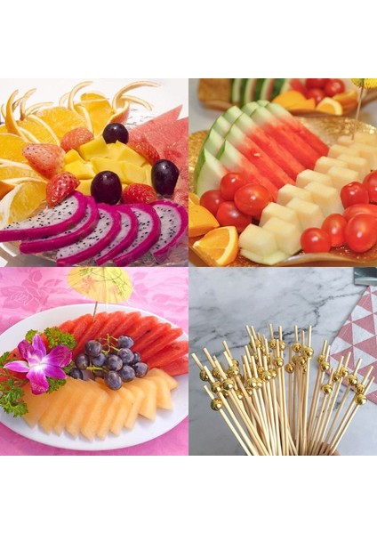 Yeşil Stil Boncuklu Yiyecek Şişleri Tatlı Büfesi Meyve Salatası Çatal Pasta Muffin Parti Sebzeli Çubuklar Kokteyl Kürdanlar Pasta Işareti JUN05 (Yurt Dışından) modelleri
