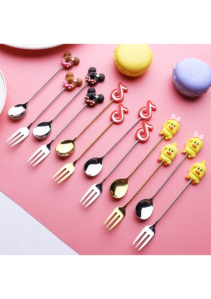 Çörek Mavisi S1 Stili Mini Donut Sevimli Paslanmaz Çelik Hamur Tatlı Kaşık Çatal Kahve Dondurma Yemek Takımı Cezbe Şeker Mutfak Takımı Bebek Çocuklar (Yurt Dışından) fırsatları