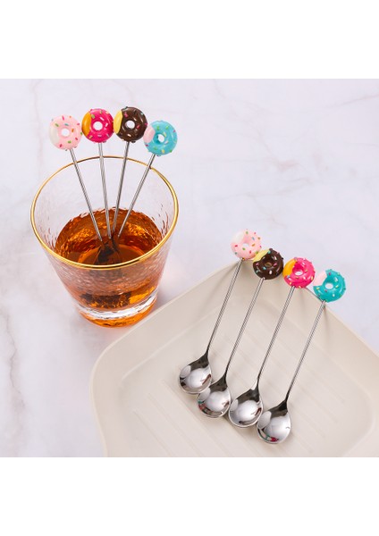 Çörek Mavisi S1 Stili Mini Donut Sevimli Paslanmaz Çelik Hamur Tatlı Kaşık Çatal Kahve Dondurma Yemek Takımı Cezbe Şeker Mutfak Takımı Bebek Çocuklar (Yurt Dışından) indirimleri