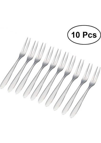 10 Adet Tarzı 13 cm Paslanmaz Çelik Batı Sofra Mutfak Aksesuarları Gadgets Meyve Çatalı - (Yurt Dışından)