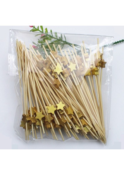 Altın Beş Yıldızlı Stil 12 cm Altın Şeftali Kalp Meyve Çatal Çubuklar Büfe Cupcake Topper Kokteyl Çatalı Düğün Festival Süslemeleri Doğum Günü Partisi (Yurt Dışından)