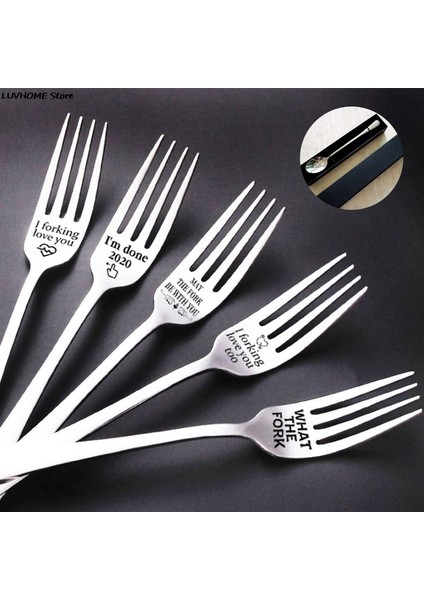 N4 Stili Eşe, Koca ve Aile Için Meyve Harfli Çatal - Seni Çatal Gibi Seviyorum Çelik Mutfak Aracı Hediye (Yurt Dışından) fiyatları