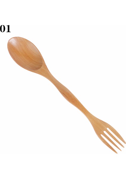 No.1 Tarzı Doğal Ahşap Kesme Takımı Çatal Kaşık Çift Başlı Çorba Kaşığı Yemek Masası Takımı Dıy Ev Mutfak Aksesuarları Sofra Takımı (Yurt Dışından)