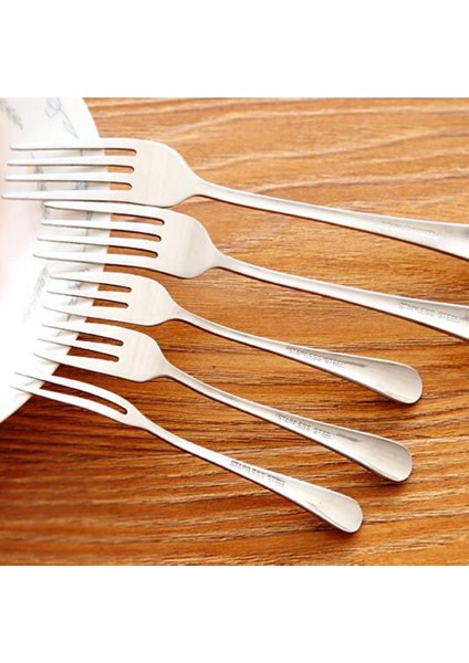 No.4 Tarzı Parti Veya Restoran Için 1 Adet Paslanmaz Çelik Meyve Çatal Seti Metal Üç Dişli Yemek Pasta Tatlı Çatal Seti (Yurt Dışından)