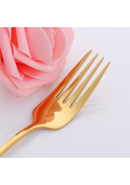 Gökkuşağı-1 Adet Tarzı Paslanmaz Çelik Akşam Çatalı Kore Tatlı Çatalı Gümüş Biftek Mutfak Gereçleri Gül Altın Tatlı Çatalı Parti Araçları (Yurt Dışından) fırsatları