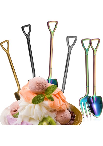 Altın Uç Type4 Stili Sıcak Kürek Şekilli Dondurma Kaşığı ve Çatal Çok Renkli Kaşık Çatal Uzun Sap Kahve Dondurma Aracı Mutfak Aksesuarları (Yurt Dışından) modelleri