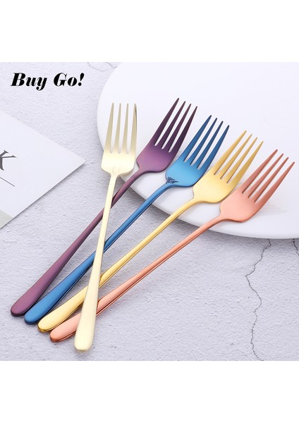 Altın-4 Adet Tarzı Çelik Kore Gökkuşağı Pasta Çatalı Meyve Çatalı Yemek Salata Çatalı Masaüstü Altın Tatlı Çatal Otel Parti Mutfak Aracı (Yurt Dışından) fırsatları