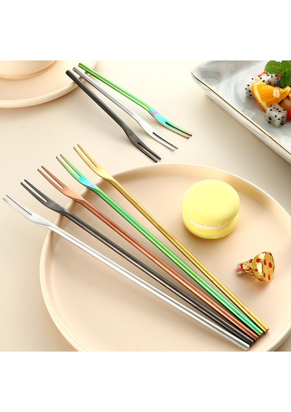Gül Altın 13X0.7CM Stili Japon Tarzı Paslanmaz Çelik Zımparalanmış Katı Meyve Çatalı Şeker Tatlı Yiyecek Meyve Kürdanı Mutfak Gereçleri Sofra Takımı Mutfak Aracı (Yurt Dışından) fiyatları