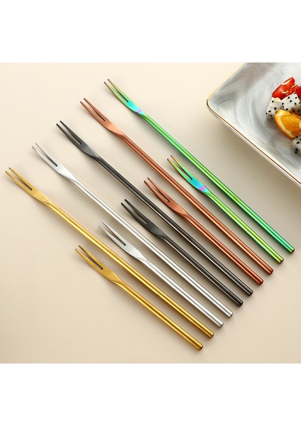 Gül Altın 13X0.7CM Stili Japon Tarzı Paslanmaz Çelik Zımparalanmış Katı Meyve Çatalı Şeker Tatlı Yiyecek Meyve Kürdanı Mutfak Gereçleri Sofra Takımı Mutfak Aracı (Yurt Dışından) modelleri