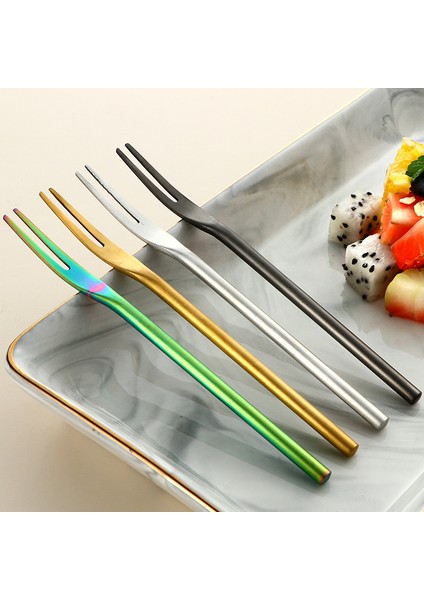 Gül Altın 13X0.7CM Stili Japon Tarzı Paslanmaz Çelik Zımparalanmış Katı Meyve Çatalı Şeker Tatlı Yiyecek Meyve Kürdanı Mutfak Gereçleri Sofra Takımı Mutfak Aracı (Yurt Dışından) fırsatları