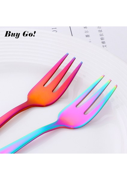 Siyah-2 Adet Tarzı 2 Adet Meyve Çatalı Paslanmaz Çelik Pasta Çatalları Için Kırmızı Küçük Çay Çatalı Gökkuşağı Tatlı Çatalı Atıştırmalık Yemek Takımı (Yurt Dışından) modelleri