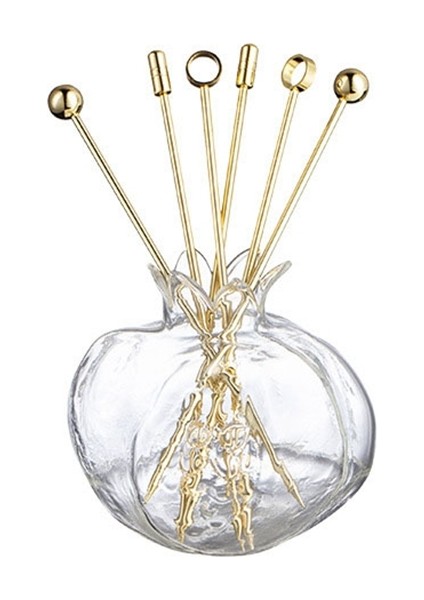 Tip A 6 ile Çatal Stili Altın Kaplama Tatlı Kek Atıştırmalık Çatal Masa Üstü Çiçek Vazo Kavanoz Ev Restoran Parti Malzemeleri - Paslanmaz Çelik Meyve Çatalı (Yurt Dışından)