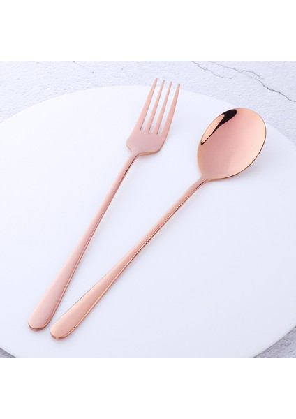 Gül Altın 1 Takım Tarzı Akşam Yemeği Çatalı Paslanmaz Çelik Çatal ve Kaşık Seti Altın Sofra Takımı Mutfak Aracı Renkli Kaşık Güvenli Yetişkin Yemek Takımı (Yurt Dışından)