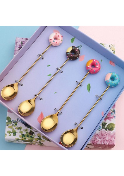 Mavi Kaşık Stili 1 Adet Paslanmaz Çelik Donut Kaşık Çatal Karikatür Tasarımı Çocuk Kaşık Donut Kek Tatlı Çay Dondurma Meyve Çatal Çorba Kaşığı (Yurt Dışından) fiyatları