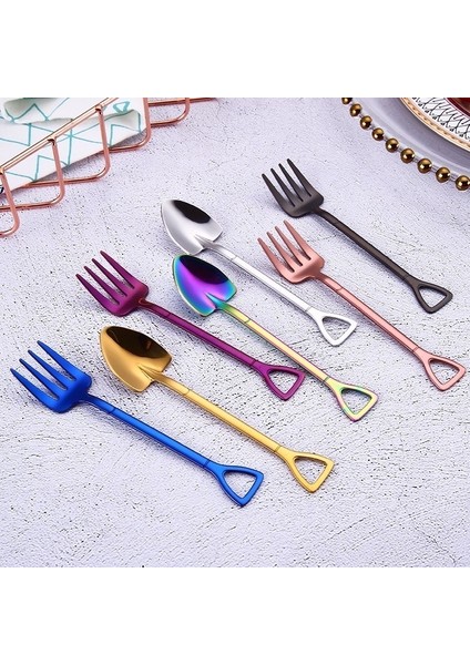 Çatal-Rosegold Tarzı Yaratıcı Tatlı Kaşığı Paslanmaz Çelik Kahve Karıştırma Kaşığı Kürek Çatal Meyve Çatalı Gül Altın Paslanmaz Çelik Meyve Çatalı (Yurt Dışından) fiyatları