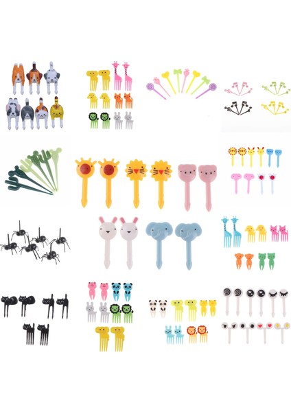 Kumral Tarzı 6- Mini Hayvan Çiftliği Karikatür Yem Çubukları Çocuk Atıştırmalık Kek Tatlı Meyve Çatallar Öğle Bento Aksesuarlar Parti Dekorasyonu (Yurt Dışından) indirimleri