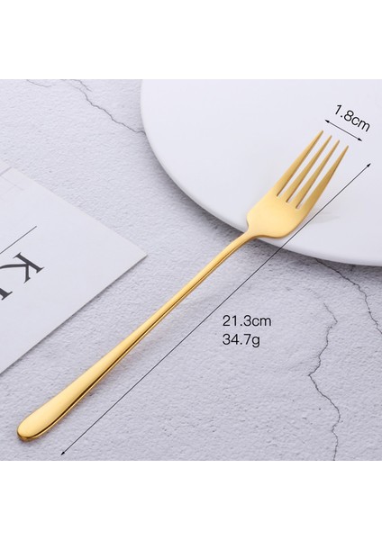 Altın-1 Adet Tarzı Paslanmaz Çelik Kore Gökkuşağı Kek Meyve Çatalı Akşam Yemeği Salata Çatalı Masaüstü Altın Tatlı Çatal Otel Parti Mutfak Aracı (Yurt Dışından)