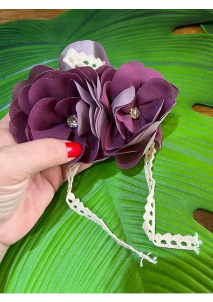 14X9 cm Pembe Çiçekli Broş Yaka Aksesuar