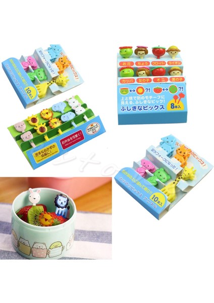 D16039 Stili 1 Paket Mini Hayvan Çiftliği Karikatür Çatal Meyve Çubuğu Işareti Bento Öğle Partisi Dekorasyonu (Yurt Dışından) fiyatları