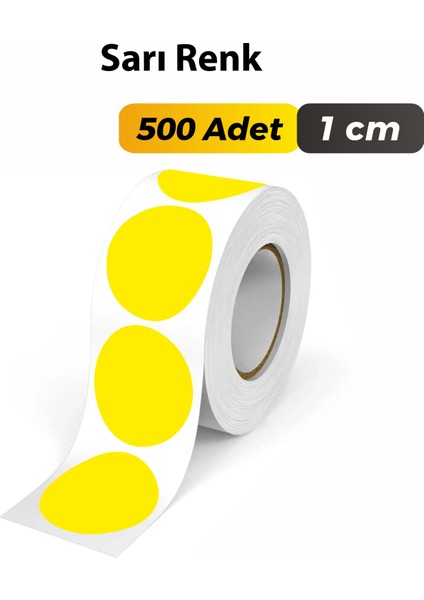 Sarı Renkli Etiket Çok Amaçlı Yuvarlak Kesim Ambalaj Etiketi 1cm - 500 Adet