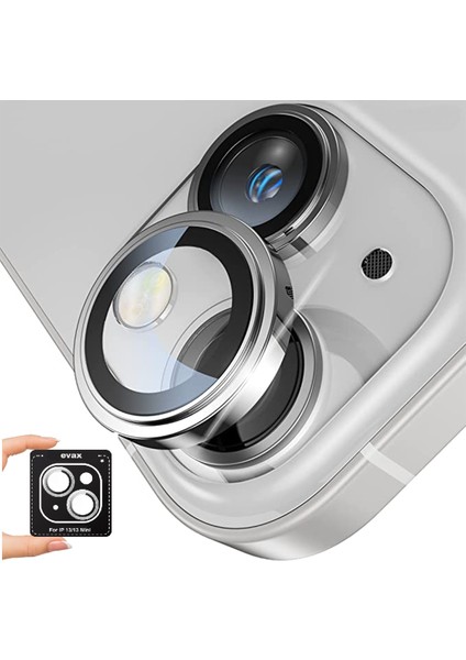 Apple iPhone 13 / 13 Mini Uyumlu Kolay Kurulum Aparatlı Safir Kamera Lens Koruyucu 2'li Set