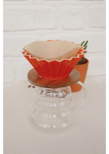 V60 Ahşap Standlı Dripper - Turuncu fiyatları