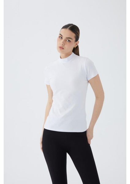 Balıkçı Yaka Kısa Kol Kadın Body T-Shirt 2046