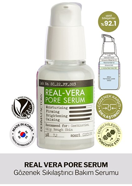 Derma Factory Bakım Serumu - Derma Factory Real Vera Pore Serum 30 ml