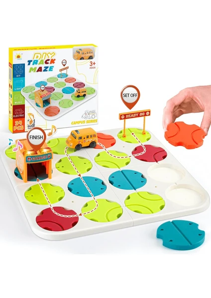 Learning Fun 34 Parça Stem Eğitici Beceri Geliştirici Mantıksal Kendin Yap Yol Inşa Oyunu Puzzle Oyuncak