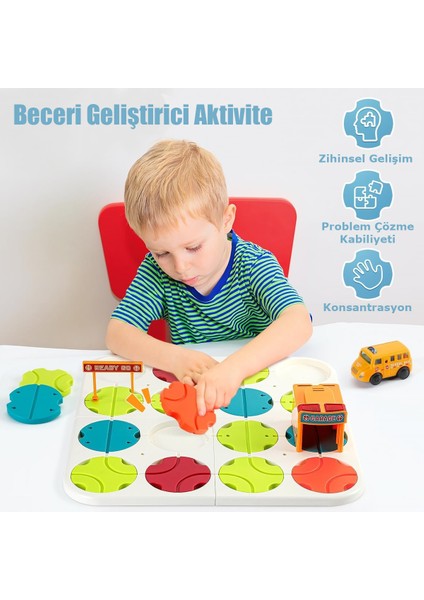 Learning Fun 34 Parça Stem Eğitici Beceri Geliştirici Mantıksal Kendin Yap Yol Inşa Oyunu Puzzle Oyuncak