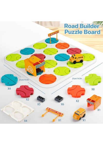 Learning Fun 34 Parça Stem Eğitici Beceri Geliştirici Mantıksal Kendin Yap Yol Inşa Oyunu Puzzle Oyuncak