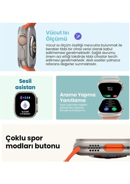 Tekno Trust Gümüş Watch 8 Ultra Pro Max (Hw 8 Ultra Max) Siyah Siyah 2 Yıl Ithalatçı Garantili 300-400 Mah 49 M fiyatları