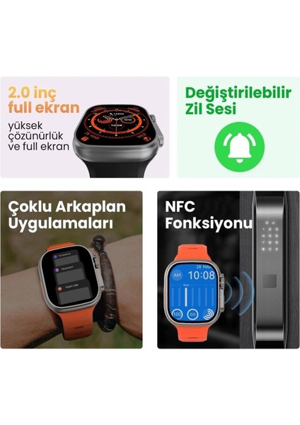 Tekno Trust Gümüş Watch 8 Ultra Pro Max (Hw 8 Ultra Max) Siyah Siyah 2 Yıl Ithalatçı Garantili 300-400 Mah 49 M fırsatları