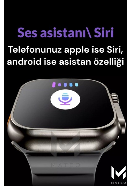 Tekno Trust Çok Renkli Akıllı Saat Watch 8 Ultra T900-2S Ios/android Destekli 2.3inch Arama Özeliği+ P9 Bluetoo