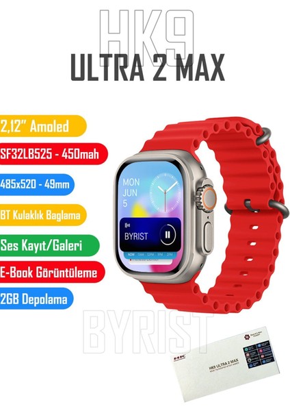 6 Ay Hk9 Ultra 2 Max Gen4 49MM Amoled Ekran Galeri/ses Kayıt/2gb Depolama Özellikli 2024 Akıllı Saa