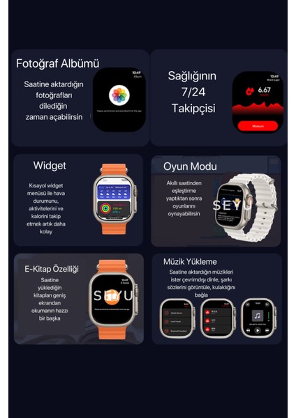 Tekno Trust 49 mm Watch Ultra 2 Max Amoled Gs Ultra 2 Akıllı Saat Tüm Telefonlara Iphone ve Android Uyumlu Smar