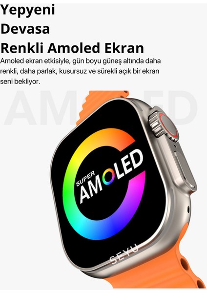 Tekno Trust 49 mm Watch Ultra 2 Max Amoled Gs Ultra 2 Akıllı Saat Tüm Telefonlara Iphone ve Android Uyumlu Smar