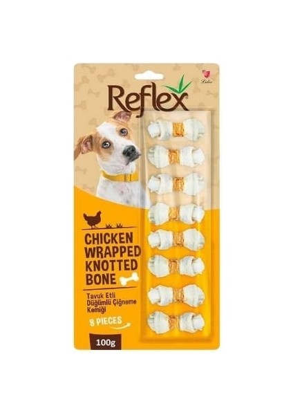 Tavuk Etli Çift Düğümlü Sekizli Çiğneme Kemiği Köpek Ödülü 100 gr