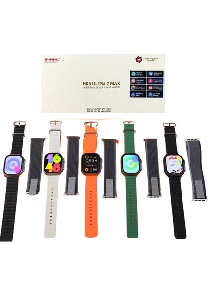 Tekno Trust 300-400 Mah Hk9 Ultra 2 Max 2 GB Dahili Hafıza/chat Gpt/3d Animasyonlu Gen 4 Amoled Watch Ultra 2 A