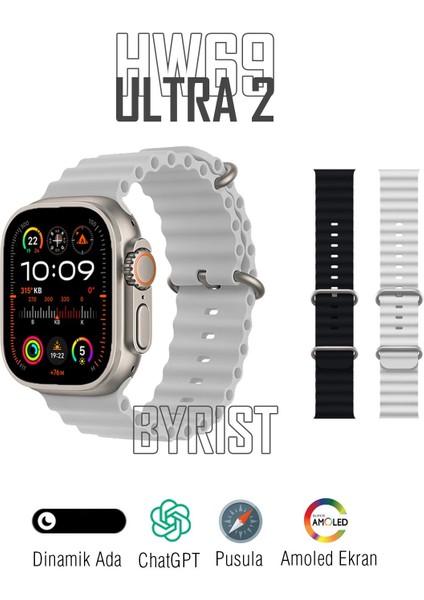 Çok Renkli HW69 Ultra 2 49MM 2.1 Inç Amoled Ekran Dinamik Ada/pusula/chat Gpt Watch Ultra 2 Akıllı