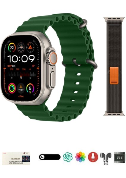 Tekno Trust Çok Renkli Hk9 Ultra 2 Max 2 GB Dahili Hafıza/chat Gpt/3d Animasyonlu Gen 4 Amoled Watch Ultra 2 Ak