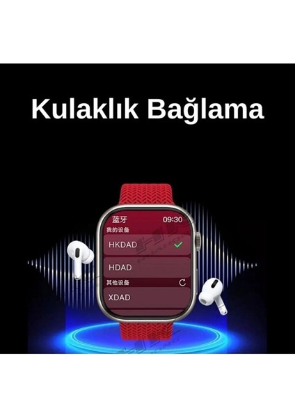 Tekno Trust Çok Renkli Hk9 Ultra 2 Max 2 GB Dahili Hafıza/chat Gpt/3d Animasyonlu Gen 4 Amoled Watch Ultra 2 Ak