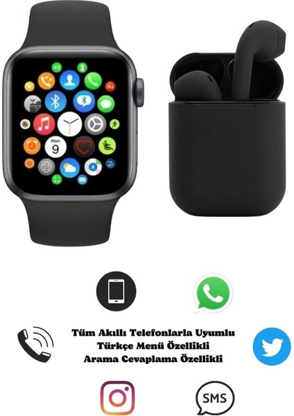Tekno Trust Beyaz Akıllı Saat Bluetooth Kulaklık Ikili Paket Ios Android Uyumlu Siyah Beyaz 2 Yıl 200-300 Mah Y