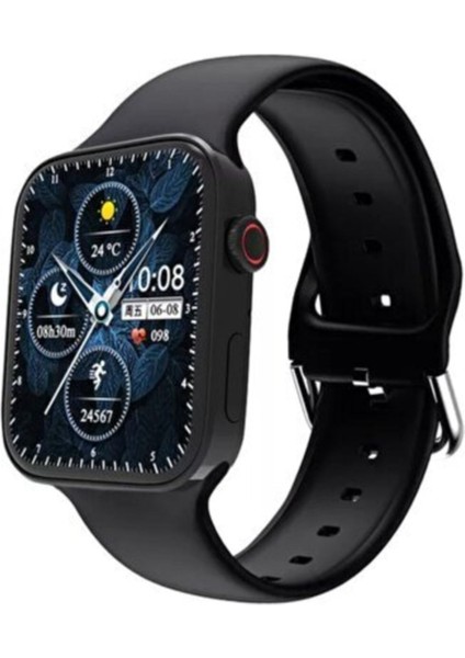 Siyah Watch 7 Plus Akıllı Saat Siyah&pembe Sevgili Kombini Bluetooth Türkçe Menü (Ios ve Android Uy