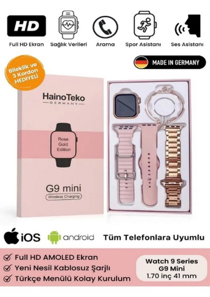 Tekno Trust 300-400 Mah Xiaomi Mi 10 Uyumlu G9 Mini 3 Kordonlu ve Flamingo Bileklik Hediyeli Pembe Rose Gold It