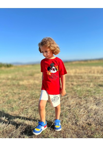 Yigit Butik Mickey Baskılı Şortlu Erkek Çocuk Takım