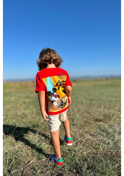 Yigit Butik Mickey Baskılı Şortlu Erkek Çocuk Takım