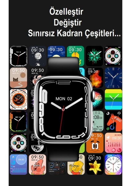 Tekno Trust Gümüş Apple Watch 8 Uyumlu Watch 8 Pro Akılı Saat 41 mm Ios-Android Uyumlu Akıllı Saat Çok Renkli Y
