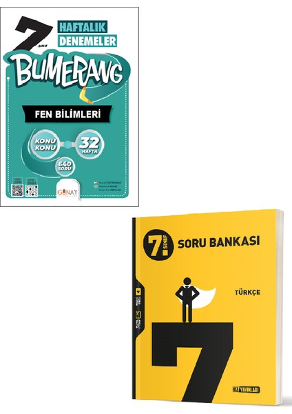 7. Sınıf Bumerang 32 Hafta Deneme Fen Bilimleri - Hız Yayınları 7. Sınıf Türkçe Soru Bankası